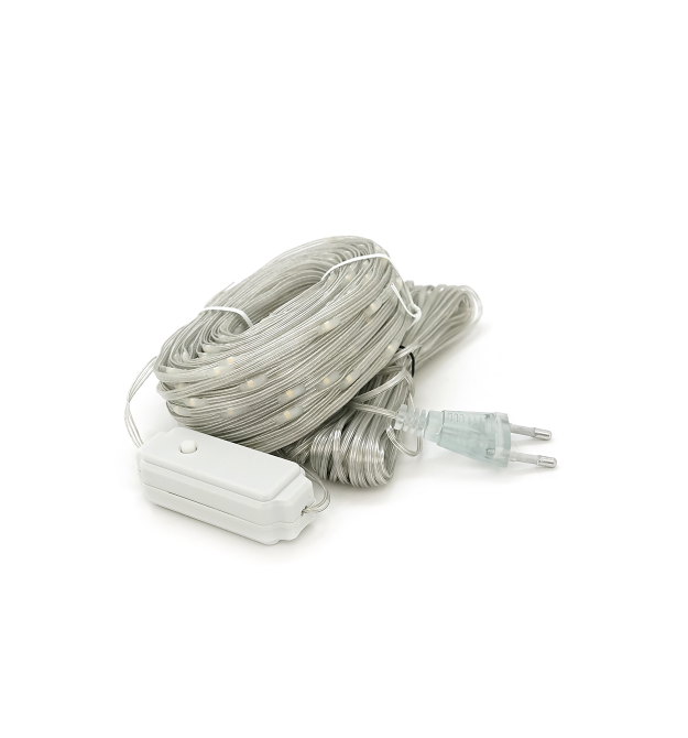 Гірлянди 400LED (Діод) White Hot, 1 режим, 50 метрів, прозора ізоляція, BOX