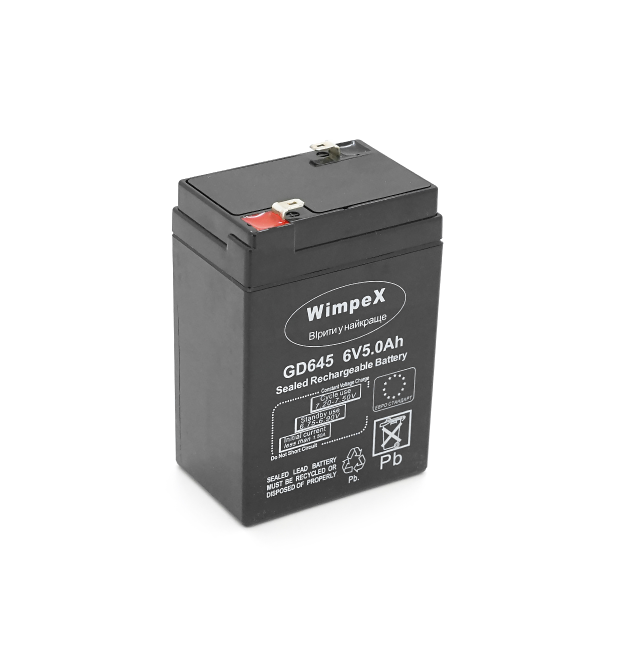 Акумуляторна батарея Wimpex WX-645 6 V 5Ah (70 x 47 x 100 (105)), 0.60 kg, Black, Q20