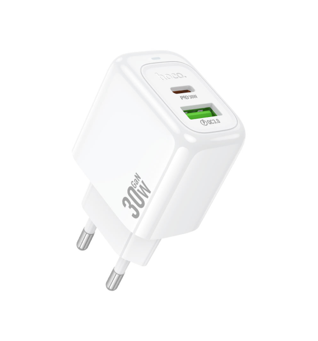 СЗУ 110-240V HOCO CS55A, 1xUSB, 1xUSB-C, PD30W, White, Blister