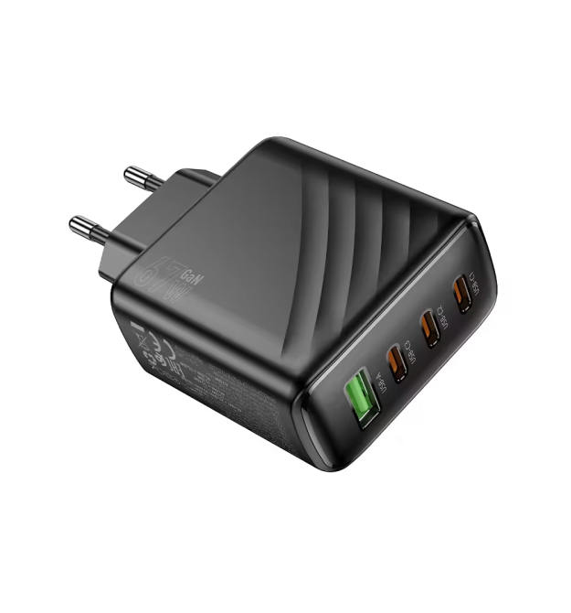 СЗУ 110-240V HOCO CS27A 1xUSB-A, 3xUSB-C, 3A, PD67W+QC3.0, Black, Box