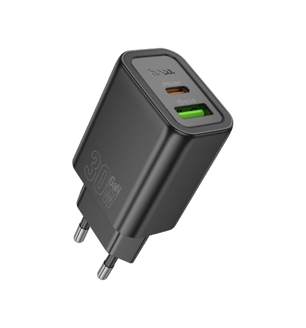 СЗУ HOCO N63 110-240V, PD30W+Q3.0, USB+Type-C, Black, Box