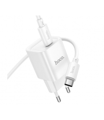 Набір СЗУ 110-240V HOCO C146A + кабель Type-C, 1xUSB-C, PD20W, 1м кабель, White, Box