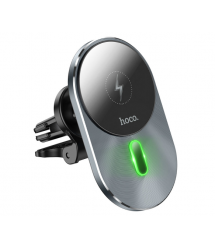 Автотримач HOCO CA91 + Wireless Charging 15W, кріплення на решітку, Type-C, Gray, Box