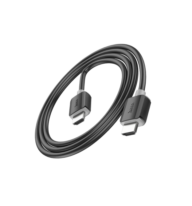 Кабель HOCO HDMI-HDMI 4Kx2K Ultra HD, 1m, v2,0, круглий Black, конектор Black, Blister