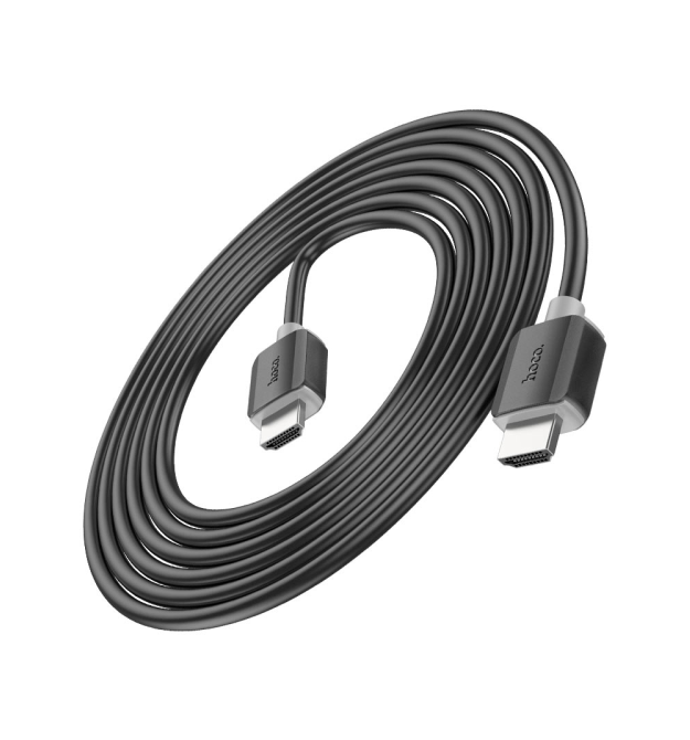 Кабель HOCO HDMI-HDMI 4Kx2K Ultra HD, 3m, v2,0, круглий Black, конектор Black, Blister