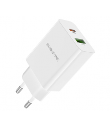 СЗУ BOROFONE BA56A 110-240V, PD20W+Q3.0, USB+Type-C, 20W, White, Box