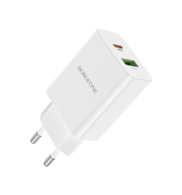 СЗУ BOROFONE BA56A 110-240V, PD20W+Q3.0, USB+Type-C, 20W, White, Box