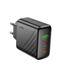 СЗУ 110-240V HOCO CS26A 1xUSB-A, 2xUSB-C, 3A, PD45W+QC3.0, Black, Box