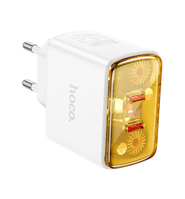 СЗУ HOCO CS43A 110-240V, PD45W, 2*USB-C, White, Box