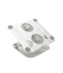 Підставка під ноутбук - планшет V4.0 складана, до 15&apos, алюміній, колір срібло, 2 вентилятори, живлення Type-C, 260*240*55 мм