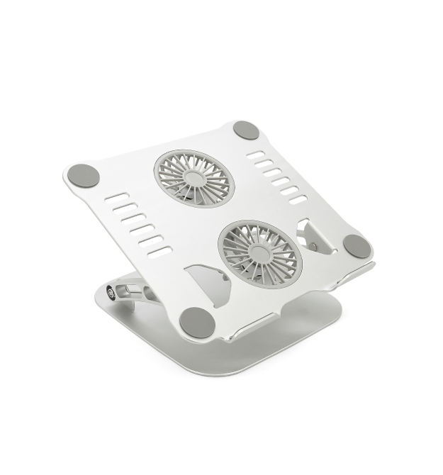 Підставка під ноутбук - планшет V4.0 складана, до 15&apos, алюміній, колір срібло, 2 вентилятори, живлення Type-C, 260*240*55 мм