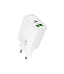 СЗУ HOCO N63 110-240V, PD30W+Q3.0, USB+Type-C, White, Box