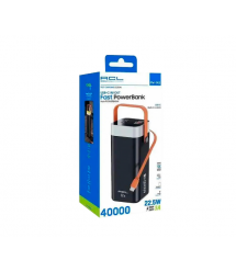 Powerbank ACL PW-142 40000mAh, PD22.5W, 4xUSB+USB-C, 4 кабелі (USB - Micro - Type-C - Lighting), Ліхтар, 0.85 кг, Black - White,