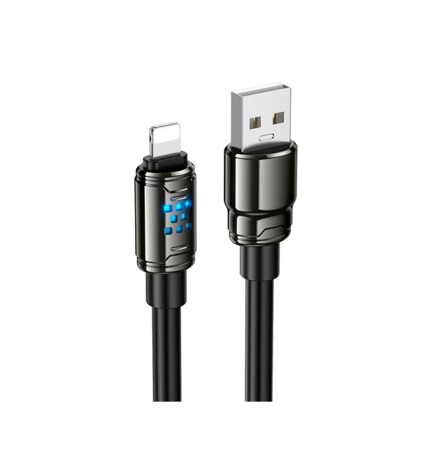 Кабель Hoco U143, Lightning-USB, 2,4 A, довжина 1,2 м, Black, BOX