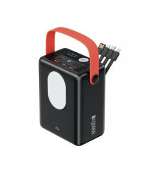 Powerbank ACL PW-143 80000mAh, PD22.5W, 3xUSB+USB-C, 4 кабелі (USB - Micro - Type-C - Lighting), Ліхтар, 1,4 кг, Black - White,