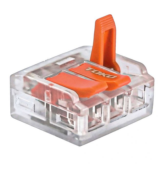 Клемма быстрозажимная 3-контактная, универсальная, 0,5-6 мм², прозрачная, ТОКО.