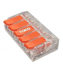 Клема швидкозатискна 5-контактна, універсальна, 0,5-6 мм², прозора, ТОКО