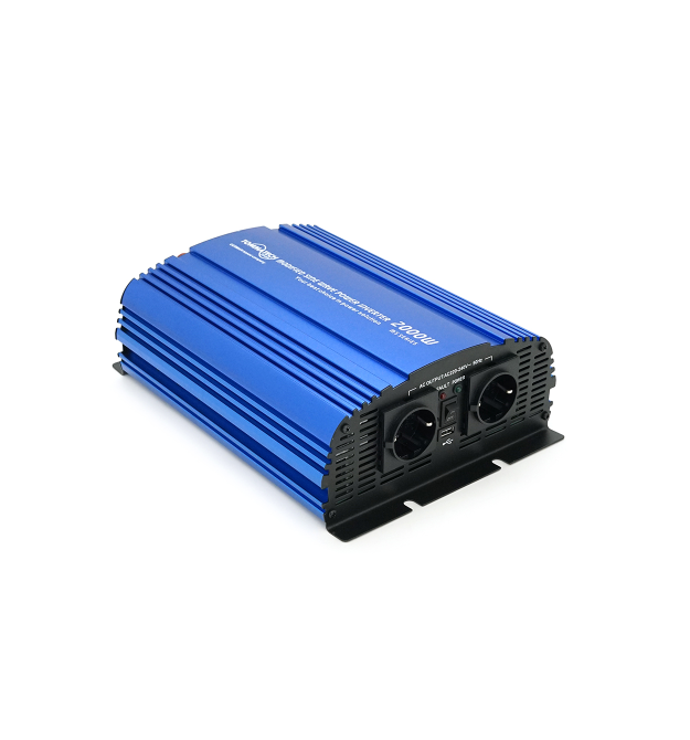 Інвертор напруги Tommatech MS-2000, 12В - 220В, 2000Вт з апроксимованою синусоїдою, 2Шуко, USB, 2*клемні дроти, 8 запобіжників,