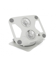 Підставка під ноутбук - планшет T672-B складана, до 15&apos, алюміній, колір срібло, 2 вентилятори, живлення Type-C, 240*290*55