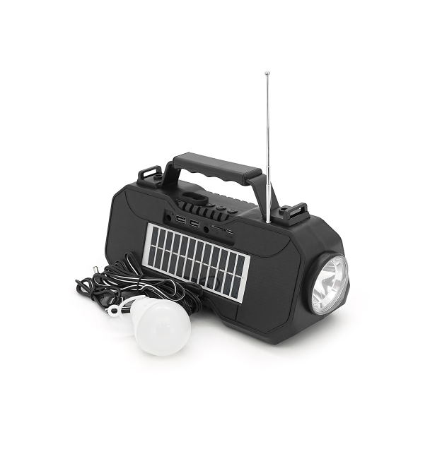 Переносний ліхтар EP-519 + Solar, Функції: PowerBank, FM радіо, USB - TF, Bluetooth, АКБ 1800mAh, 1 виносна лампочка 1W, 244x193