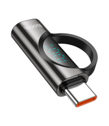 Перехідник HOCO UA32 Type-C(M) - Type-C(F), 100W, індикатор потужності заряду), Black, Box