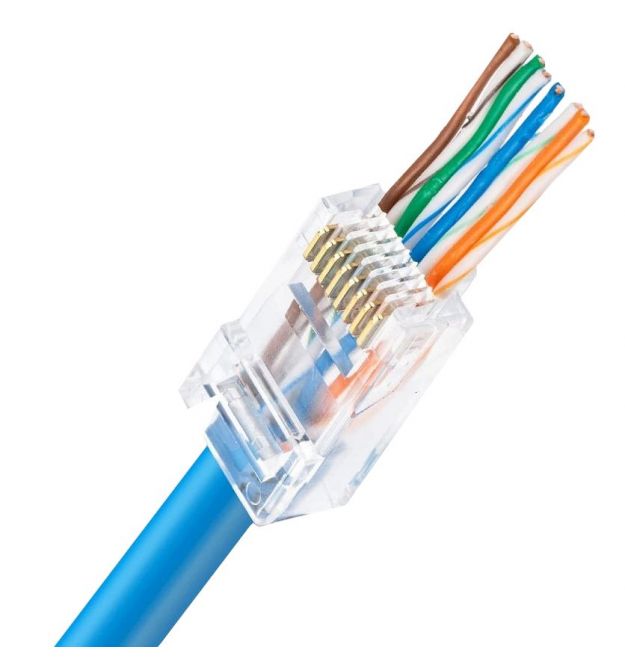 Коннектор UTP RJ45 кат. 5e со сквозными отверстиями 100 шт