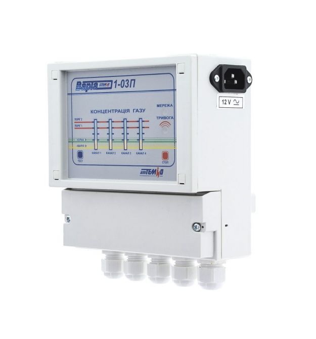 Блок керування газосигналізатора промислового Теміо ВАРТА 1-03П з живленням 12В з підключенням до 4 датчиків