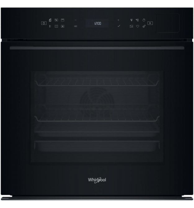 Whirlpool Духовой шкаф электрический, 73л, A+, дисплей, конвекция, пиролиз, телескопические направляющие, черный