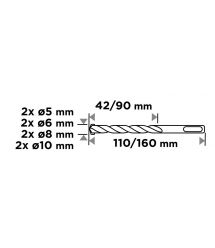 Graphite Набір свердел по бетону GRAPHITE SDS Plus 5x6x8х110мм, 5х6x8x10x160мм, кейс, 8шт