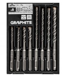 Graphite Набір свердел по бетону GRAPHITE SDS Plus 5x6x8х110мм, 5х6x8x10x160мм, кейс, 8шт