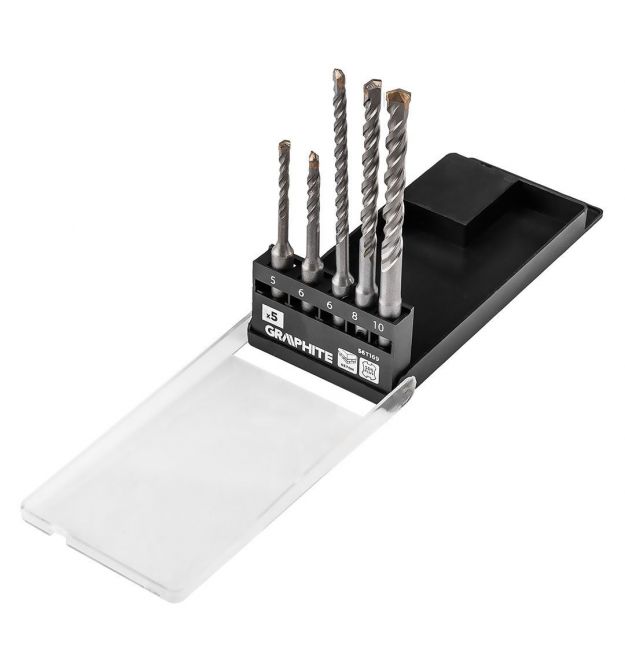 Graphite Набір свердел по бетону GRAPHITE SDS Plus 5x6x110мм, 6x8x10x160мм, кейс, 5шт