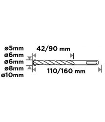 Graphite Набір свердел по бетону GRAPHITE SDS Plus 5x6x110мм, 6x8x10x160мм, кейс, 5шт