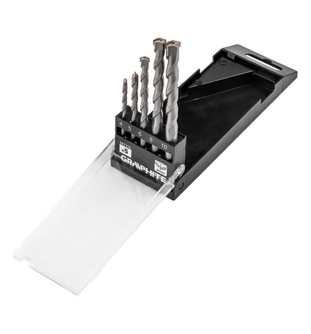 Graphite Набір свердел по бетону GRAPHITE 4-10мм, кейс, 5шт