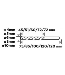 Graphite Набір свердел по бетону GRAPHITE 4-10мм, кейс, 5шт
