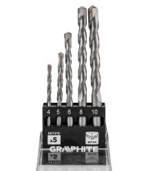 Graphite Набір свердел по бетону GRAPHITE 4-10мм, кейс, 5шт