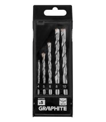 Graphite Набір свердел по бетону GRAPHITE 4-10мм, кейс, 5шт