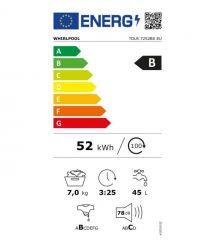 Whirlpool Стиральная машина вертикальная, 7кг, 1200, B, 60см, дисплей, инвертор, белый