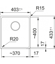 Franke Мийка кухонна Franke Maris, фраграніт, прямокутник, без крила, 403х433х200мм,