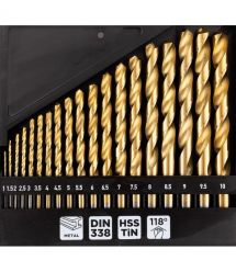 Graphite Набір свердел по металу GRAPHITE HSS TiN 1-10мм кейс 19шт