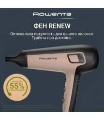 Rowenta Rowenta hair dryer Renew, 2100W, 3 modes, diffuser, ionization, cold blowing, black