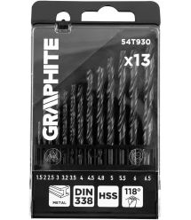 Graphite Набір свердел по металу GRAPHITE HSS зі швидкорізальної сталі HSS 1.5-6.5мм кейс 13шт