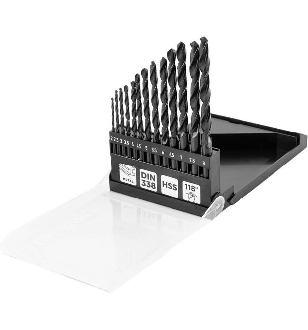 Graphite Набір свердел по металу GRAPHITEHSS зі швидкорізальної сталі HSS 2-8мм кейс 13шт
