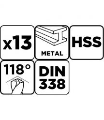 Graphite Набір свердел по металу GRAPHITEHSS зі швидкорізальної сталі HSS 2-8мм кейс 13шт