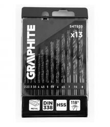 Graphite Набір свердел по металу GRAPHITEHSS зі швидкорізальної сталі HSS 2-8мм кейс 13шт