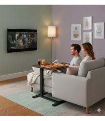 2E Стіл компактний 2E CE710BD, 710x400мм, регульована висота, чорно-коричневий