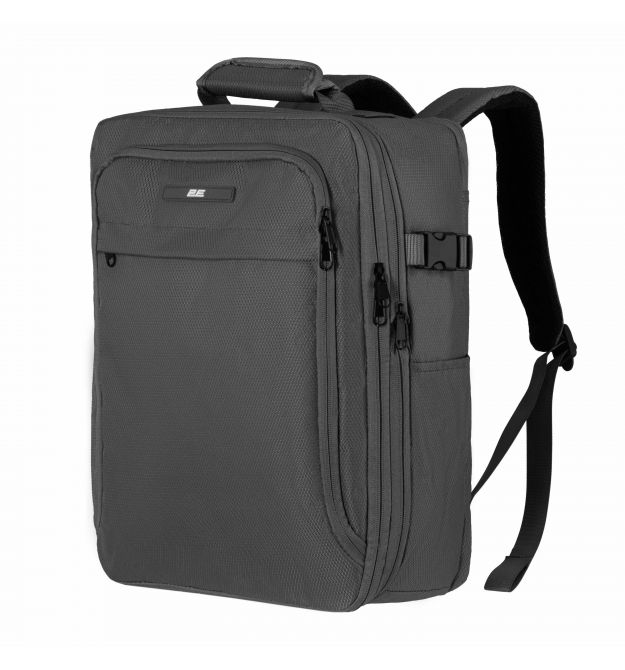 2E Рюкзак дорожній 2Е Trek, Cabin size, поліестр, EXP, 17/23л, з відсіком для ноутбука 16", сірий