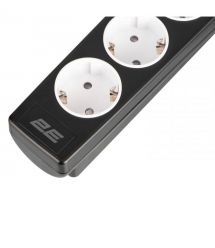 2E Подовжувач-фільтр мережевий 2E 5xТип F, 3x1.5мм кв, 16A, з захистом від перенапруги, 10м, чорний