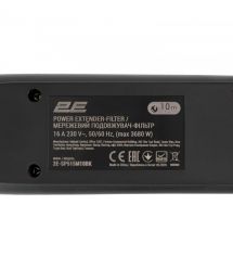 2E Подовжувач-фільтр мережевий 2E 5xТип F, 3x1.5мм кв, 16A, з захистом від перенапруги, 10м, чорний