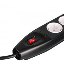 2E Подовжувач-фільтр мережевий 2E 5xТип F, 3x1.5мм кв, 16A, з захистом від перенапруги, 5м, чорний