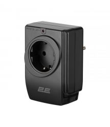 2E Мережевий адаптер 2E 1XSchuko із захистом від сплесків напруги, 2*USB-A, чорний